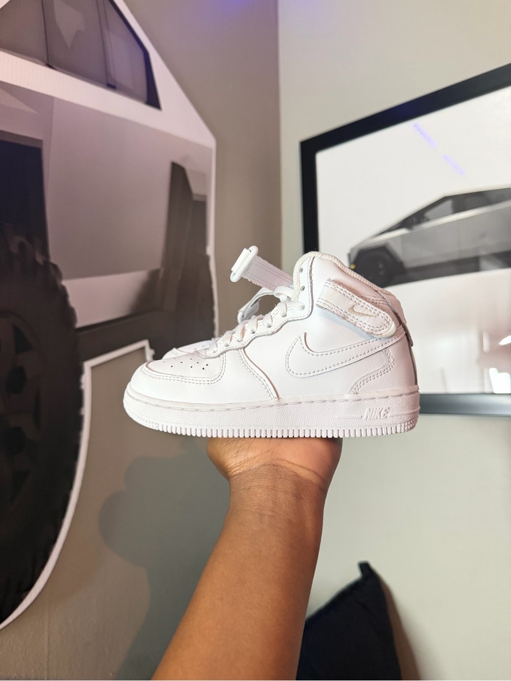 Nike Kids White High-Top Sneakers with Ankle Strap